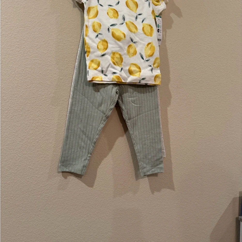 NWT Carter's Lemon Print Tee and Green Pants 4-Piece Set